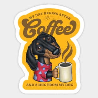 Funny Cute Doxie Dachshund Coffee Cup Sticker